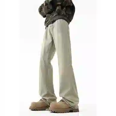 蓝精灵 显高显瘦显腿长微喇弹力垂感帅气柔软舒适不硬美式高街潮牌水洗做旧复古情侣潮流百搭日常通勤宽松直筒阔腿牛仔裤 男女同款