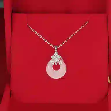 中国珠宝 新中式 转运 如意 四叶草 上岸平安扣 国风 玉髓 项链 女款