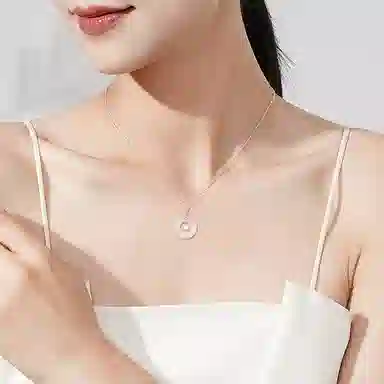 中国珠宝 福牌平安扣 新中式锁骨链优雅气质 玉髓 玉石项链 男女同款情侣款