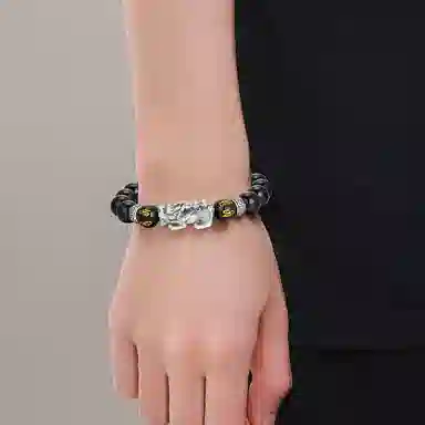 中国珠宝 招财进你 五路财神六字箴言貔貅 国潮新中式招财五福转运珠国风 玛瑙 玉石手串 男女同款情侣款 生日周年纪念日送礼礼盒