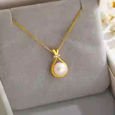 中国珠宝 小灯泡精致轻奢锁骨链优雅气质百搭时尚 温柔圣诞氛围感 淡水珍珠 项链 女款