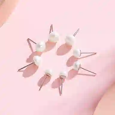 中国珠宝 复古简约百搭面包直针 淡水珍珠 耳钉 女款