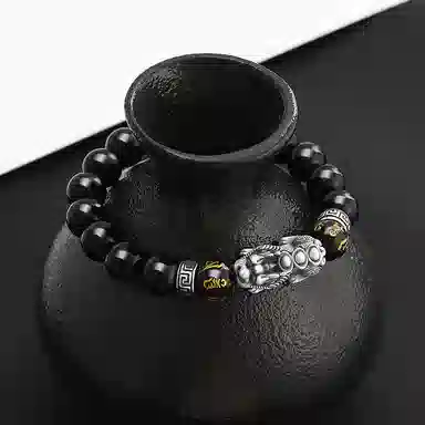 中国珠宝 招财进你 五路财神六字箴言貔貅 国潮新中式招财五福转运珠国风 玛瑙 玉石手串 男女同款情侣款 生日周年纪念日送礼礼盒