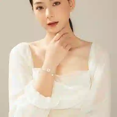 中国珠宝 新中式平安扣福字钥匙拼接转运复古国风简约高级气质可调节 玉髓 玉石手链 女款