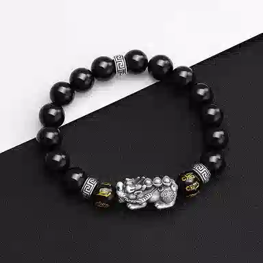 中国珠宝 招财进你 五路财神六字箴言貔貅 国潮新中式招财五福转运珠国风 玛瑙 玉石手串 男女同款情侣款 生日周年纪念日送礼礼盒