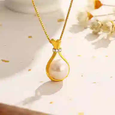 中国珠宝 小灯泡精致轻奢锁骨链优雅气质百搭时尚 温柔圣诞氛围感 淡水珍珠 项链 女款