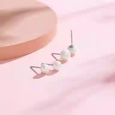 中国珠宝 复古简约百搭面包直针 淡水珍珠 耳钉 女款