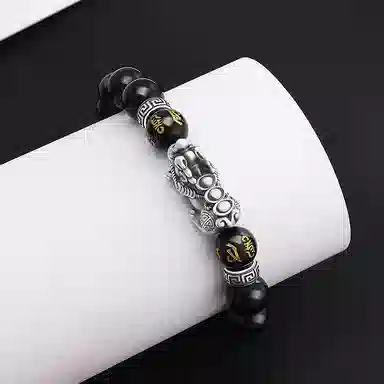 中国珠宝 招财进你 五路财神六字箴言貔貅 国潮新中式招财五福转运珠国风 玛瑙 玉石手串 男女同款情侣款 生日周年纪念日送礼礼盒