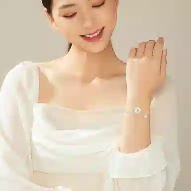 中国珠宝 新中式平安扣福字钥匙拼接转运复古国风简约高级气质可调节 玉髓 玉石手链 女款