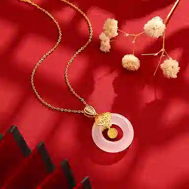 中国珠宝 福如意平安扣 新中式国风小众轻奢设计感锁骨链 玉髓 玉石项链 男女同款情侣款