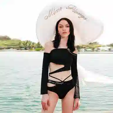 MIMI PLANGE Irregular Cutout Bikini Black