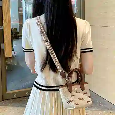 兰宝梵 适用于珑骧包包改造编织肩带配件腋下背斜跨背 针织/牛皮 包周边 包带 女款 棕色