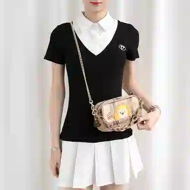 兰宝梵 适用迪士尼文具包课堂系列文具包便捷收纳包 金属拼帆布 包肩带 男女同款情侣款 多色