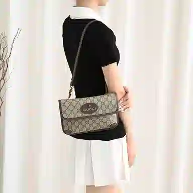 Gucci Neo Vintage Tiger Head Waist Bag Strap Brown