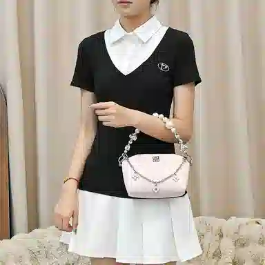 兰宝梵 适用纪梵希 裸色化妆包 便携收纳 个性包肩带手提链 超纤 金属 包周边改造 女款 粉色