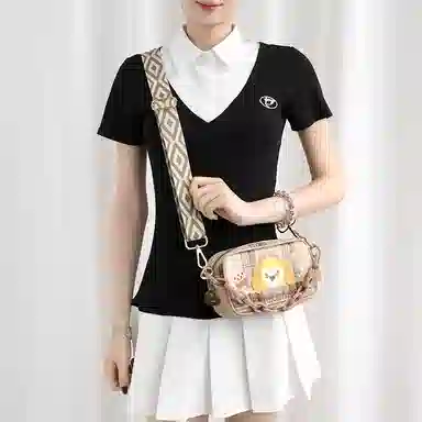 兰宝梵 适用迪士尼文具包课堂系列文具包便捷收纳包 金属拼帆布 包肩带 男女同款情侣款 多色