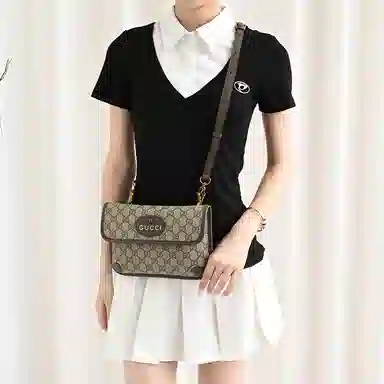 Gucci Neo Vintage Tiger Head Waist Bag Strap Brown