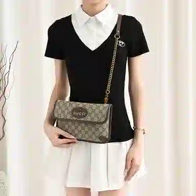 Gucci Neo Vintage Tiger Head Waist Bag Strap Brown