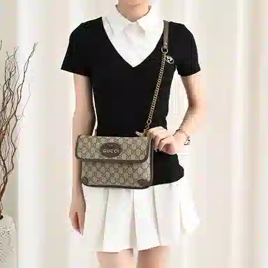 Gucci Neo Vintage Tiger Head Waist Bag Strap Brown