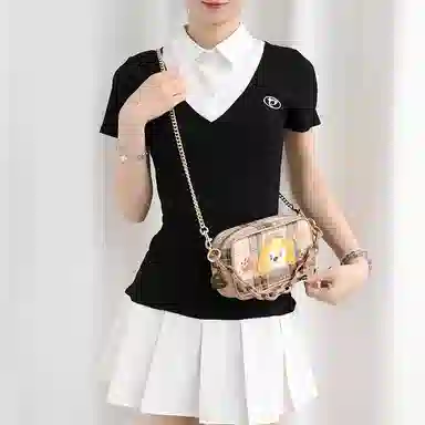 兰宝梵 适用迪士尼文具包课堂系列文具包便捷收纳包 金属拼帆布 包肩带 男女同款情侣款 多色