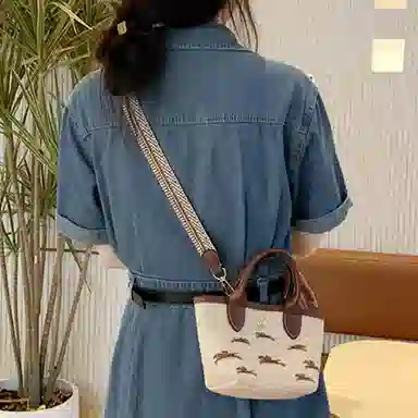 兰宝梵 适用于珑骧包包改造编织肩带配件腋下背斜跨背 针织/牛皮 包周边 包带 女款 棕色