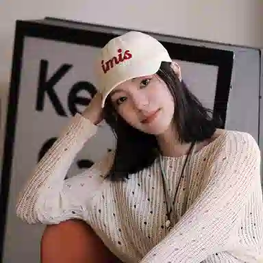 大头围字母刺绣韩版百搭春夏宽帽檐显脸小复古软顶鸭舌帽 棉涤材质 棒球鸭舌帽 女款