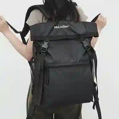 木林森 时尚简约纯色大容量 尼龙 双肩包 常规 男女同款情侣款 多色