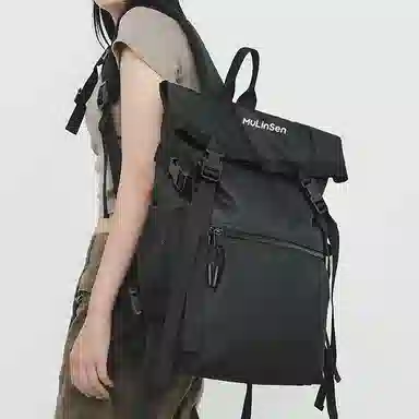 木林森 时尚简约纯色大容量 尼龙 双肩包 常规 男女同款情侣款 多色