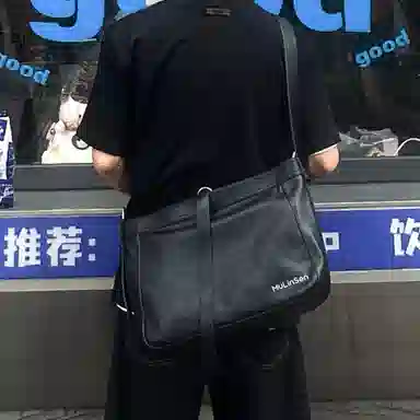 Klinson Simple Litchi Texture Shoulder Bag Black