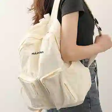 木林森 时尚简约纯色大容量上课通勤轻便防泼水 尼龙 双肩包 男女同款情侣款 多色