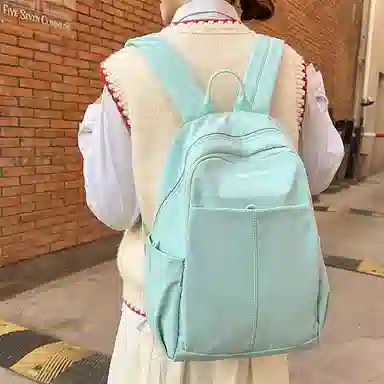 木林森 日系简约大容量通勤校园风防泼水时尚百搭纯色外出旅行背包 尼龙拼涤纶 双肩包 常规 男女同款情侣款 多色