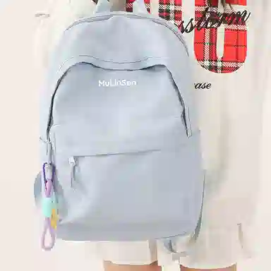 木林森 时尚简约纯色大容量初高中大学生上课通勤时尚潮流出差短途旅行休闲电脑背包 尼龙 双肩包 常规 男女同款情侣款 多色