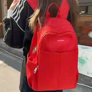 木林森 日系简约大容量通勤校园风防泼水时尚百搭纯色外出旅行背包 尼龙拼涤纶 双肩包 常规 男女同款情侣款 多色