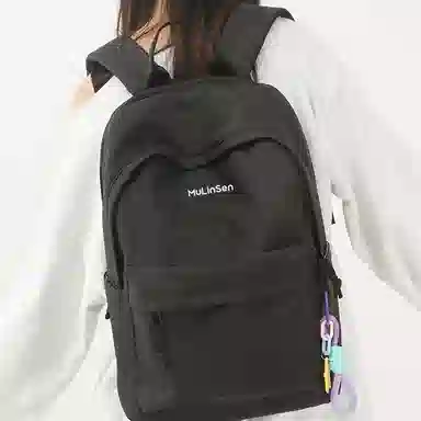 木林森 时尚简约纯色大容量初高中大学生上课通勤时尚潮流出差短途旅行休闲电脑背包 尼龙 双肩包 常规 男女同款情侣款 多色