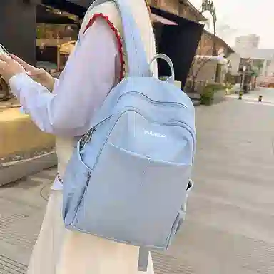 木林森 日系简约大容量通勤校园风防泼水时尚百搭纯色外出旅行背包 尼龙拼涤纶 双肩包 常规 男女同款情侣款 多色