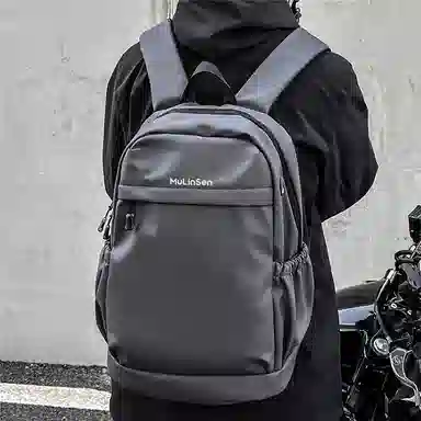 木林森 时尚轻便简约纯色大容量潮流防泼水耐磨百搭 尼龙 双肩包 男女同款情侣款 多色