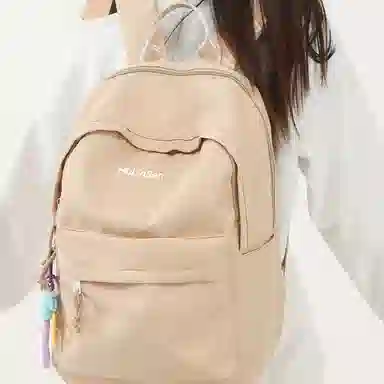 木林森 时尚简约纯色大容量初高中大学生上课通勤时尚潮流出差短途旅行休闲电脑背包 尼龙 双肩包 常规 男女同款情侣款 多色