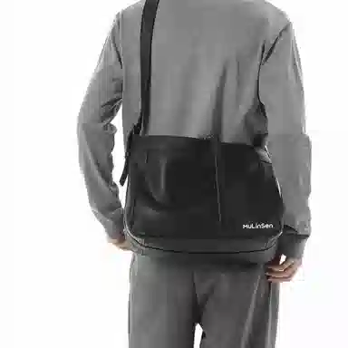 Klinson Simple Litchi Texture Shoulder Bag Black