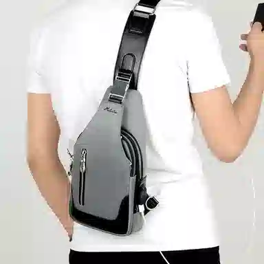 木林森 休闲通勤时尚潮流多功能百搭 涤纶 胸包 常规 男女同款情侣款 黑色/浅灰色