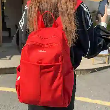 木林森 日系简约大容量通勤校园风防泼水时尚百搭纯色外出旅行背包 尼龙拼涤纶 双肩包 常规 男女同款情侣款 多色