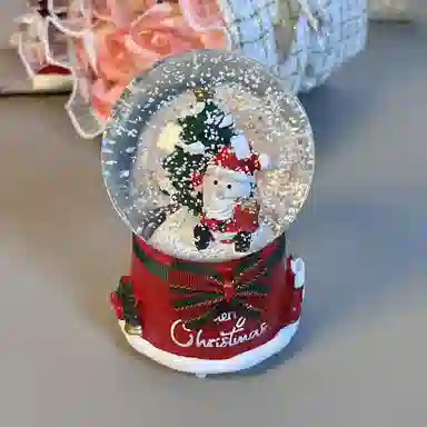 一点潮玩 圣诞老人八音盒 创意水晶球音乐盒 桌面摆件 飘雪彩灯 智能玩具