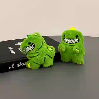 一点潮玩 卡通绿色小恐龙 创意长毛 玩偶 毛绒挂件