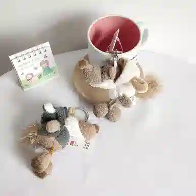 一点潮玩 披着羊皮的狼   迷你钥匙扣 可爱丑萌柔软 玩偶 毛绒挂件