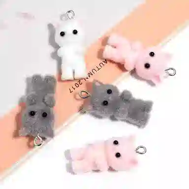 一点潮玩 迷你站立植绒小猫钥匙扣 谷圈挂件