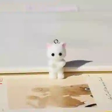 一点潮玩 迷你站立植绒小猫钥匙扣 谷圈挂件