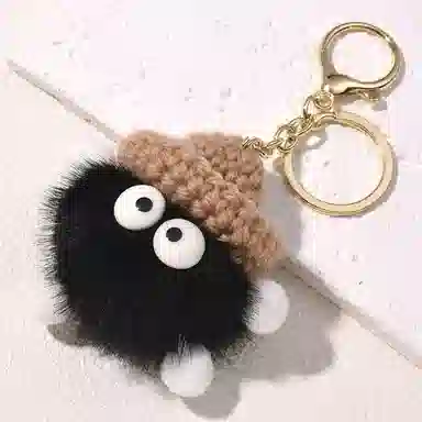 一点潮玩 可爱小煤球 彩虹钥匙扣 玩偶 毛绒挂件