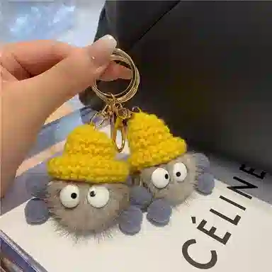 一点潮玩 可爱小煤球 彩虹钥匙扣 玩偶 毛绒挂件