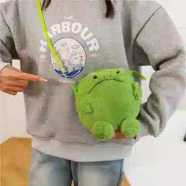 一点潮玩 丑萌青蛙斜挎包 绿色可爱 玩偶周边