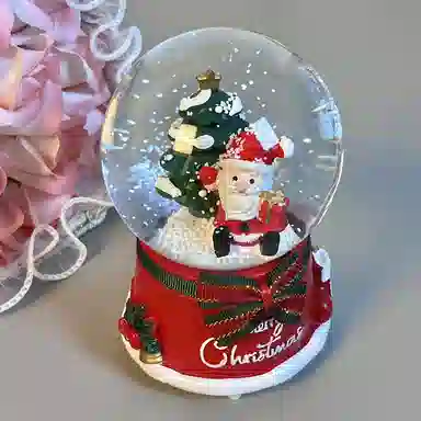 一点潮玩 圣诞老人八音盒 创意水晶球音乐盒 桌面摆件 飘雪彩灯 智能玩具