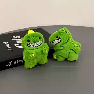 一点潮玩 卡通绿色小恐龙 创意长毛 玩偶 毛绒挂件